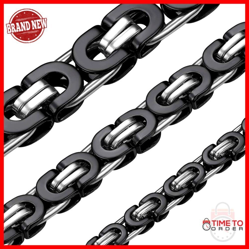 Men's Byzantine Chain Necklace 6-10mm Width 18-30" Length Gold Plated